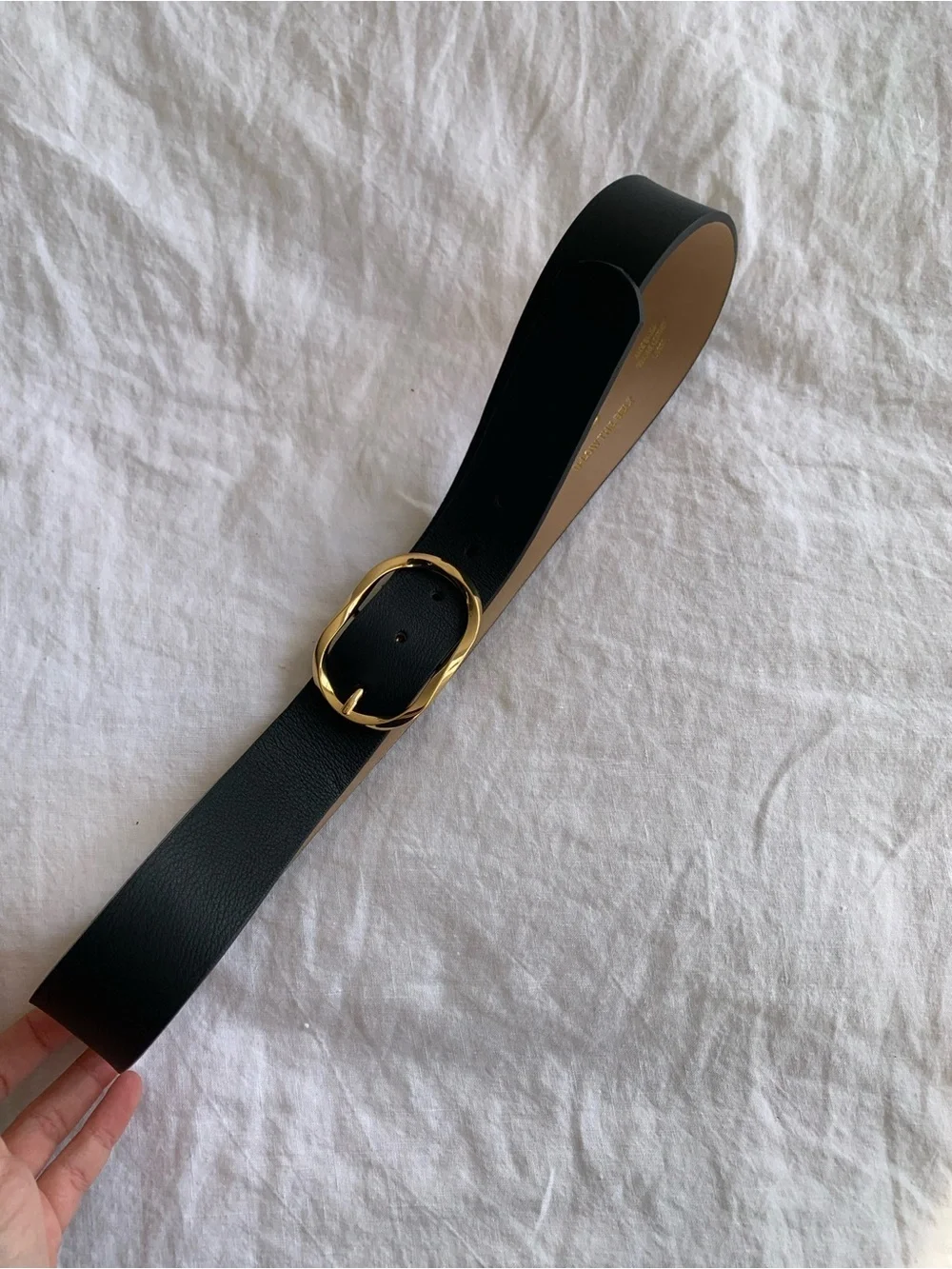 B-Low The Belt Kyra Leather Oval Buckle Belt Black Gold